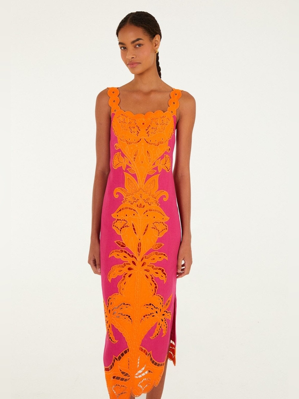 Farm Rio Pink Cutwork Midi Dress - Picture 4 of 10